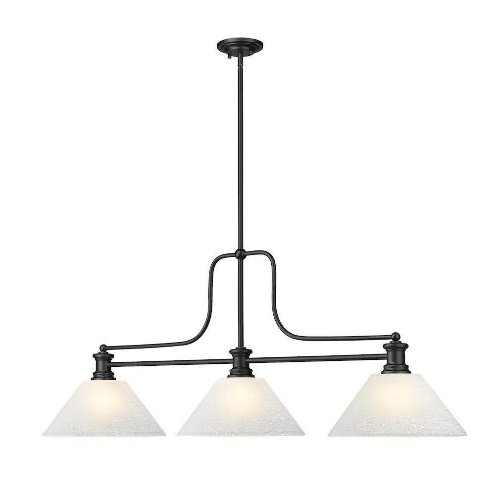 Z-Lite Melange 3 Light Billiard, Steel Frame, White Linen Shade Color. Picture 3