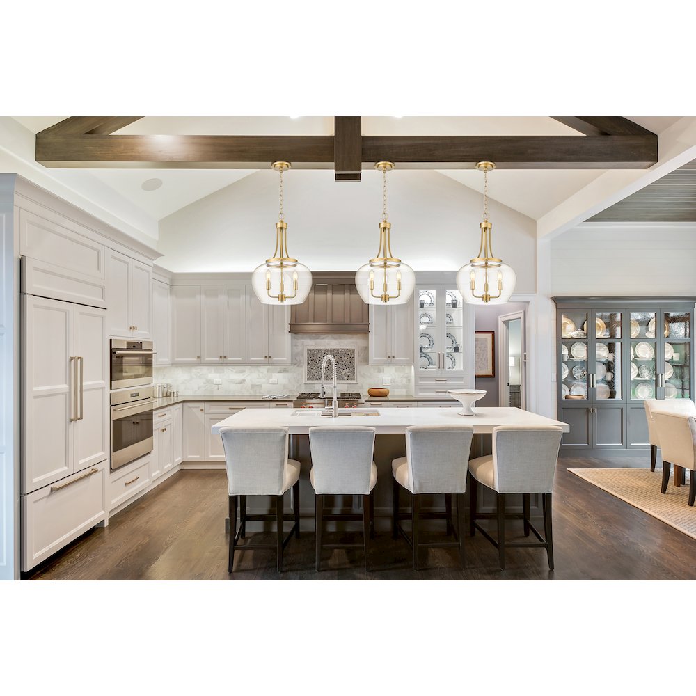 Z-Lite 3 Light Pendant, Burnished Brass. Picture 5