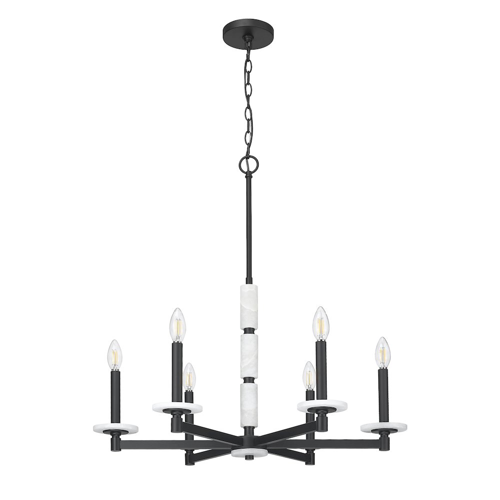 Z-Lite Kaden 6 Light Chandelier in Matte Black color, Steel frame. Picture 5