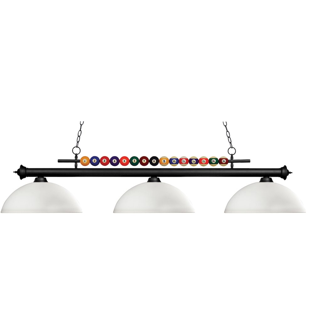Z-Lite Shark 3 Light Billiard, Steel Frame, Matte Opal Shade Color. Picture 1