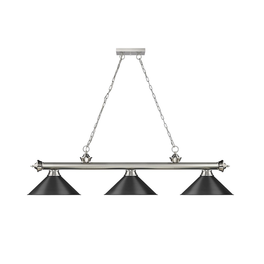 Z-Lite Cordon 3 Light Billiard, Steel Frame, Matte Black Shade Color. Picture 2