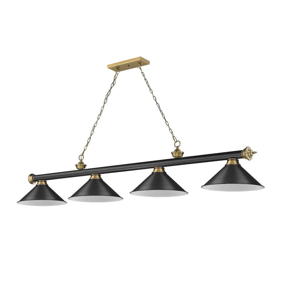 Z-Lite Cordon 4 Light Billiard, Steel Frame, Matte Black Shade Color. Picture 4