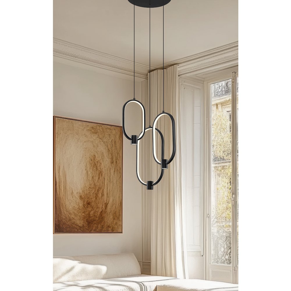 Z-Lite 3 Light Chandelier, Matte Black. Picture 5