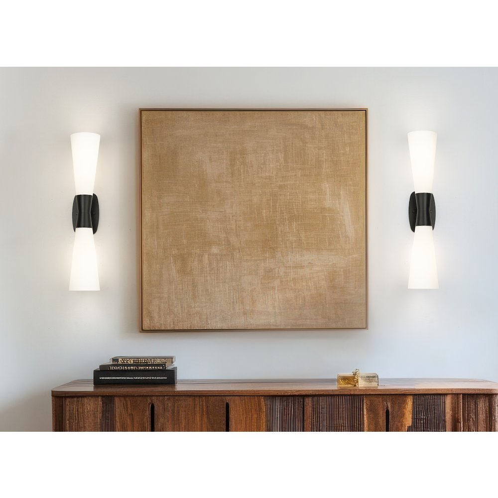 Z-Lite 2 Light Wall Sconce, Matte Black. Picture 6