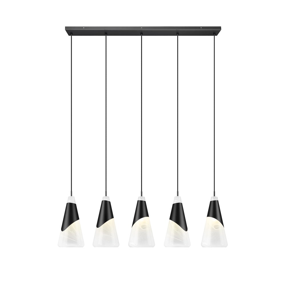 Z-Lite Aimie 5 Light Linear Chandelier, Matte Black. Picture 3