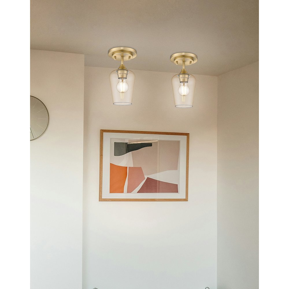 Z-Lite 1 Light Flush Mount, Burnished Brass. Picture 5