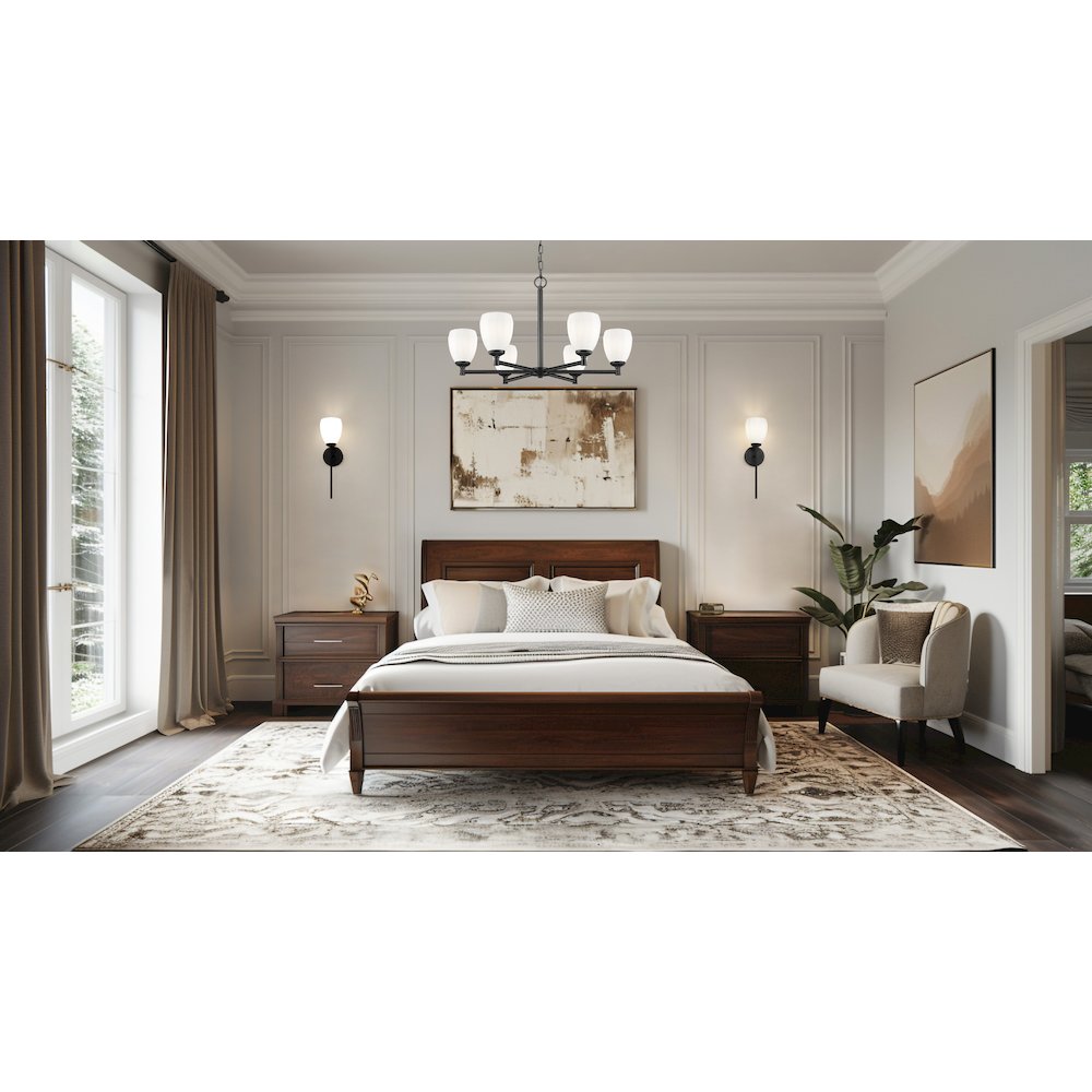 Z-Lite Oren 6 Light Chandelier in Matte Black color, Steel frame. Picture 6