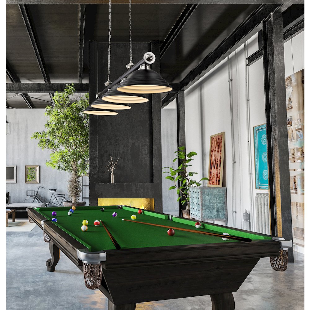 Z-Lite Cordon 4 Light Billiard, Steel Frame, Matte Black Shade Color. Picture 6