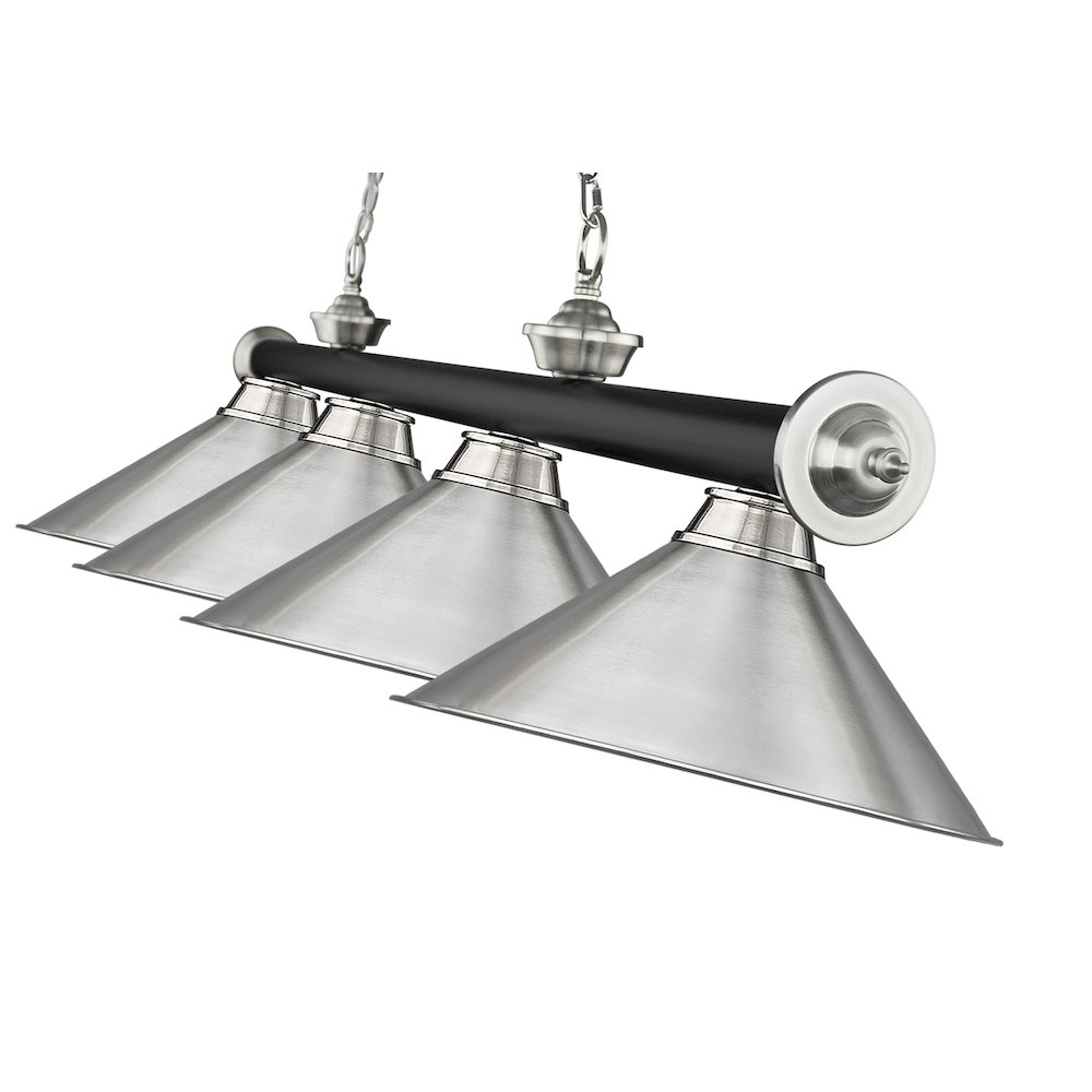 Z-Lite Cordon 4 Light Billiard, Steel Frame, Brushed Nickel Shade Color. Picture 4