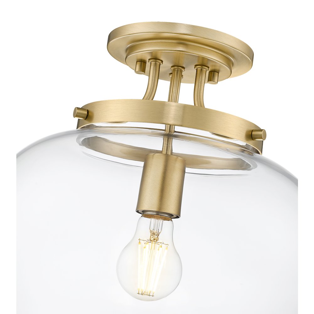 Z-Lite 1 Light Semi Flush Mount, Burnished Brass. Picture 4