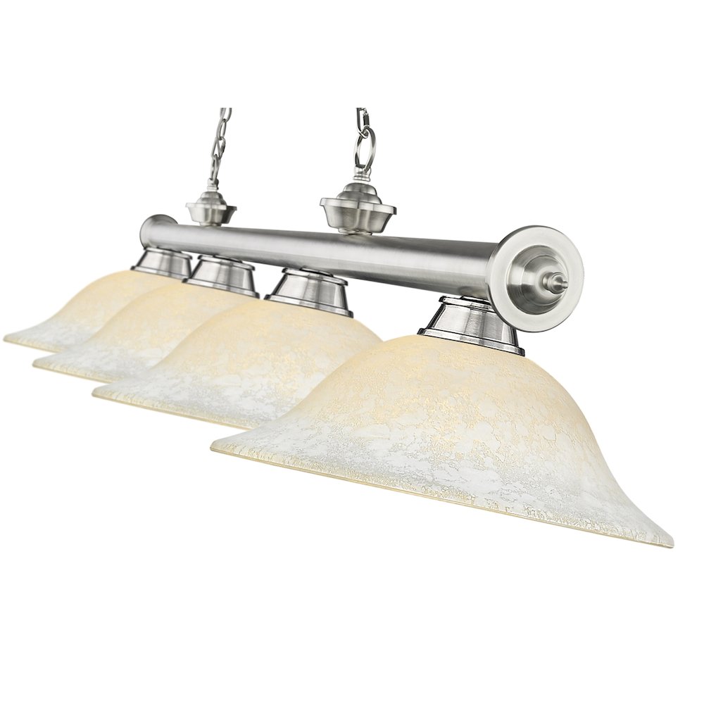 Z-Lite Cordon 4 Light Billiard, Steel Frame, White Mottle Shade Color. Picture 4