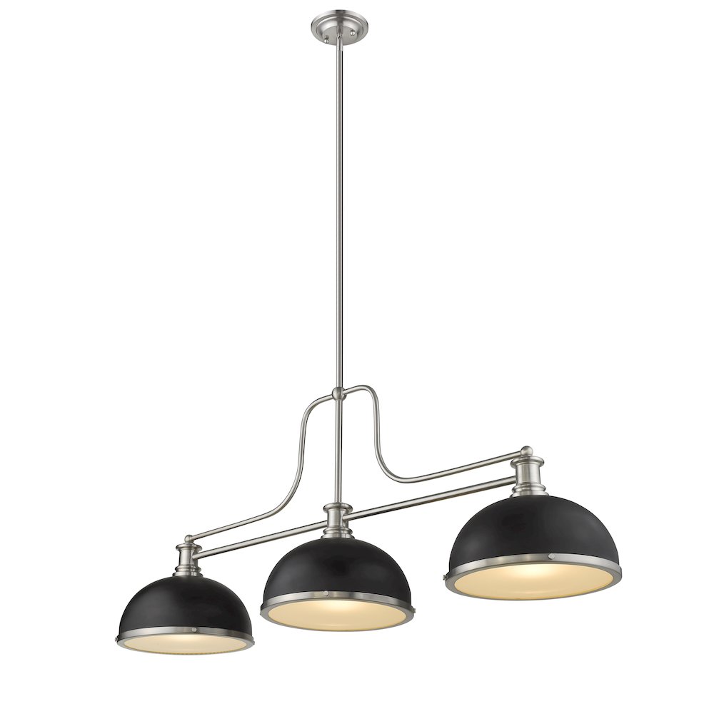 Z-Lite Melange 3 Light Billiard, Matte Black + Brushed Nickel Shade Color. Picture 4