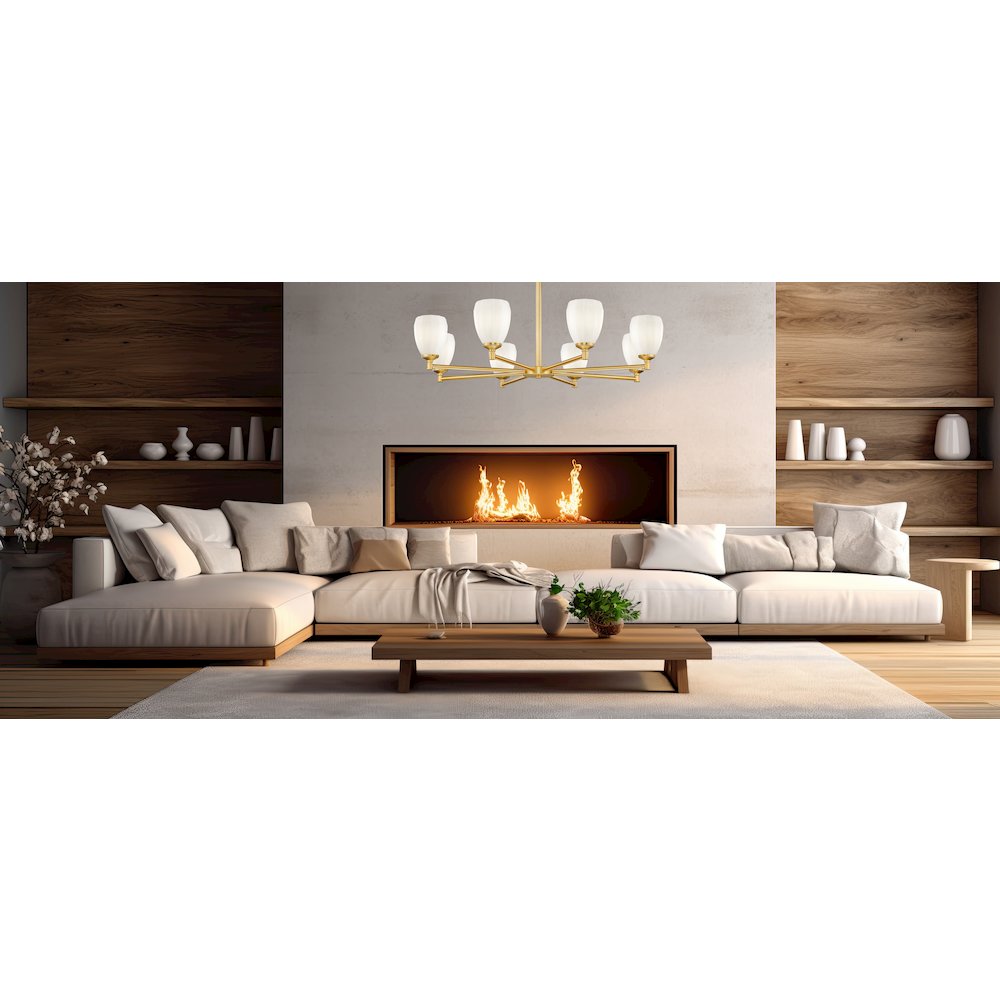 Z-Lite Oren 8 Light Chandelier in Modern Gold color, Steel frame. Picture 6