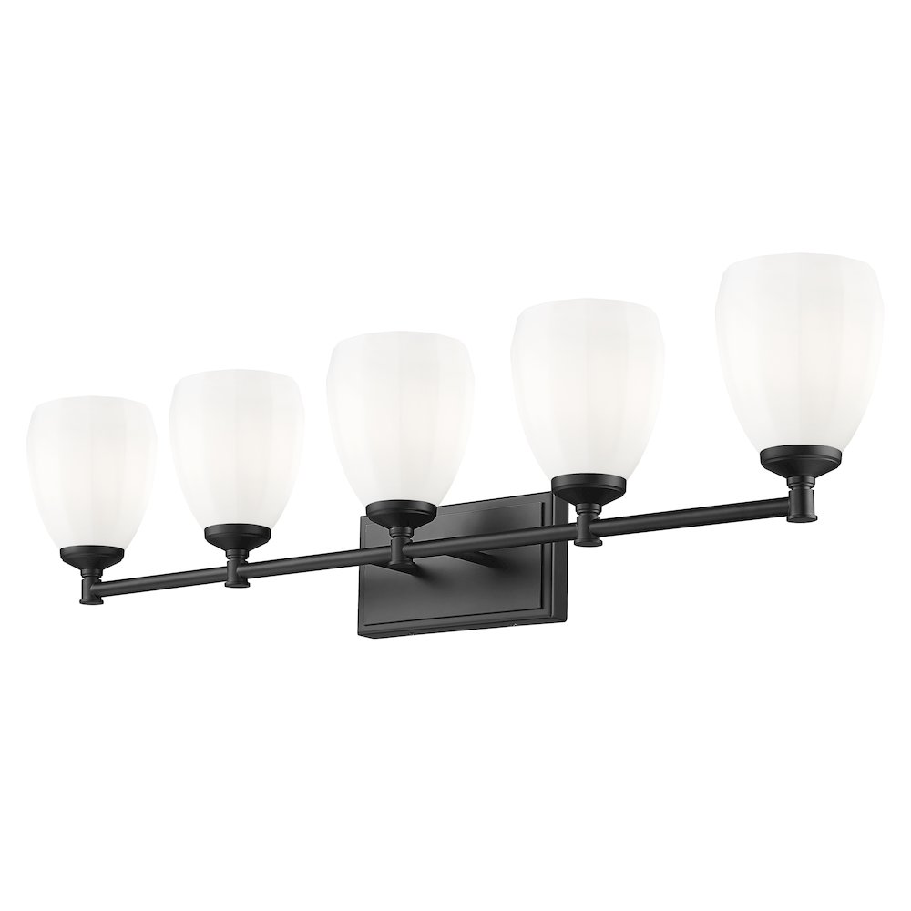 Z-Lite Oren 5 Light Vanity in Matte Black color, Steel frame. Picture 3