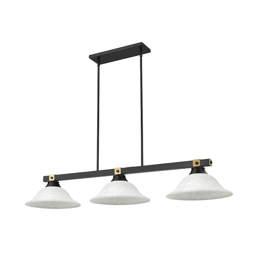 Z-Lite Bronte 3 Light Billiard, Steel Frame, White Mottle Shade Color. Picture 5