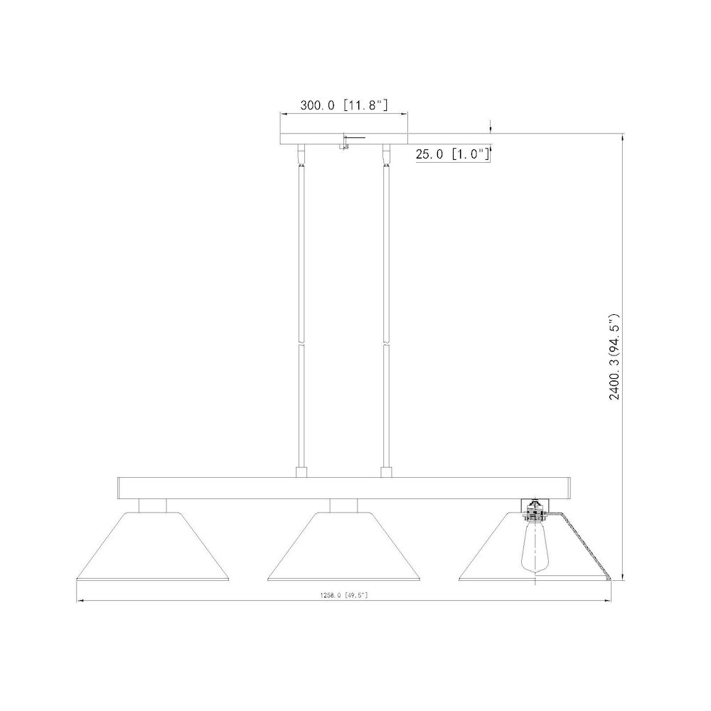 Z-Lite Cobalt 3 Light Billiard, Steel Frame, White Linen Shade Color. Picture 7