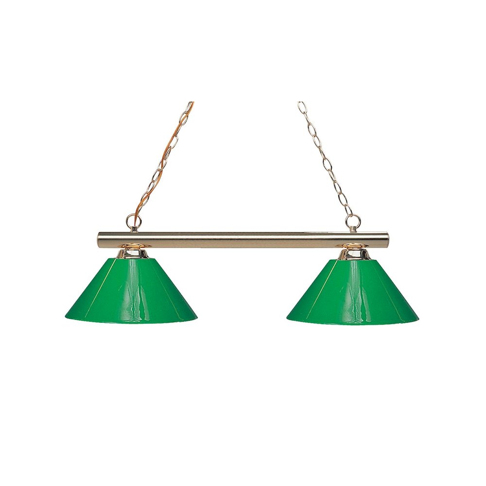 Z-Lite Sharp Shooter 2 Light Billiard, Steel Frame, Green Shade Color. Picture 1