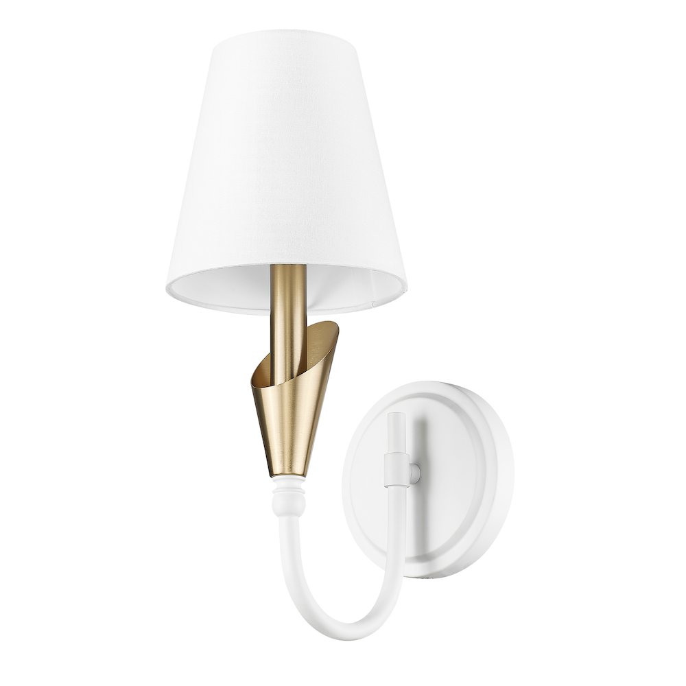 Z-Lite Claudelle 1 Light Wall Sconce in Textured White + Modern Gold color. Picture 5