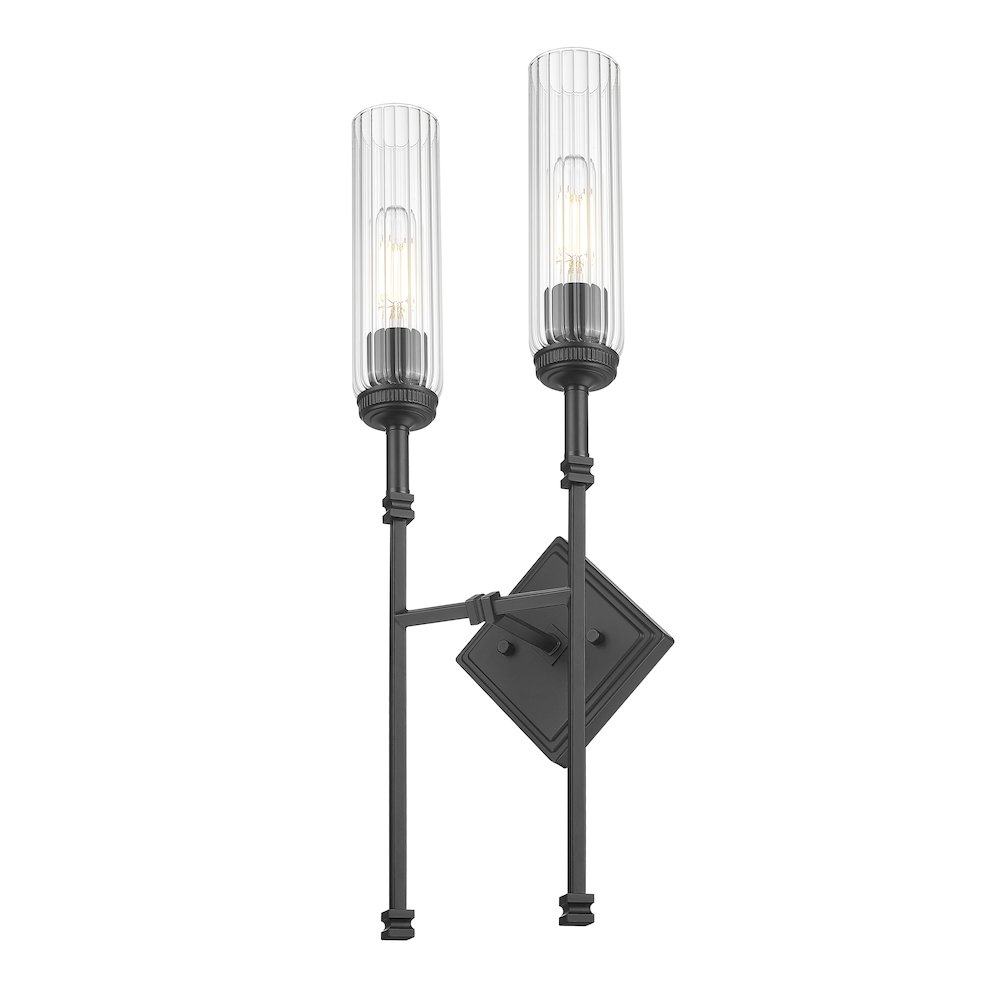 Z-Lite 2 Light Wall Sconce, Matte Black. Picture 3