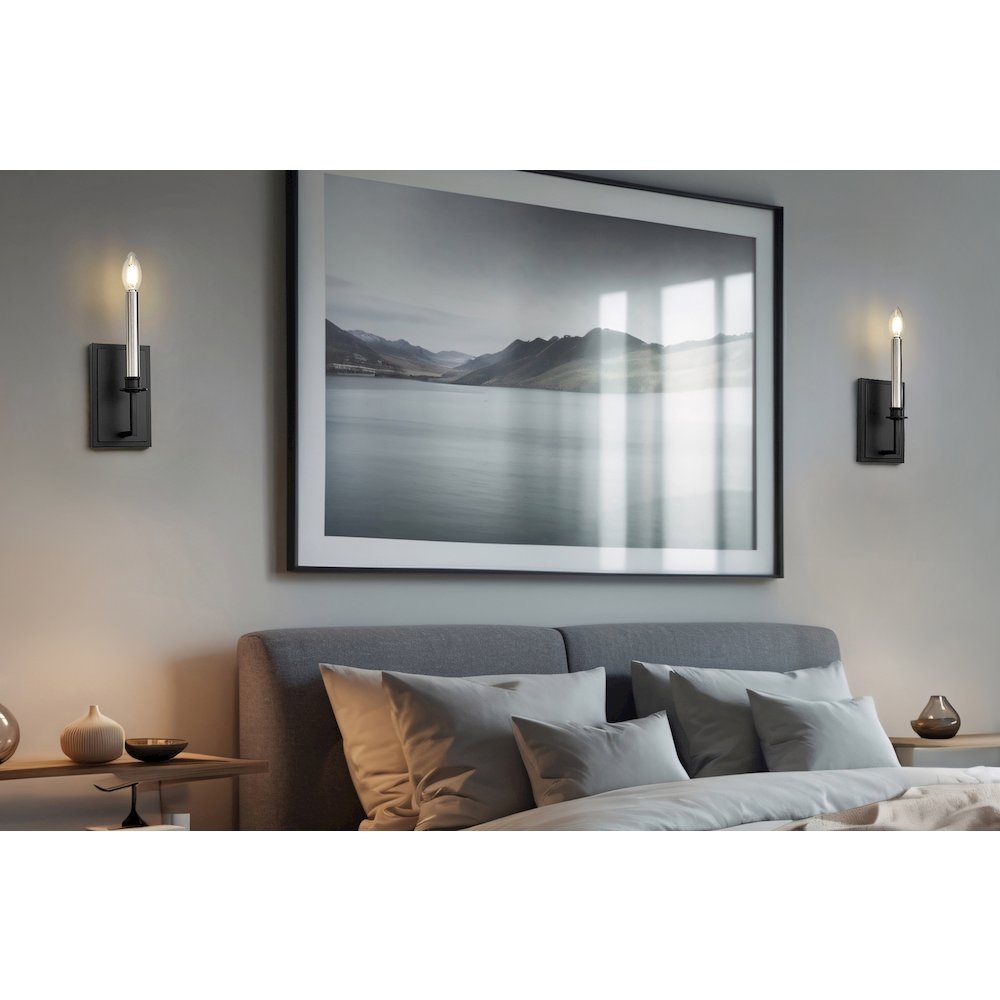 Z-Lite 2 Light Wall Sconce, Matte Black. Picture 5