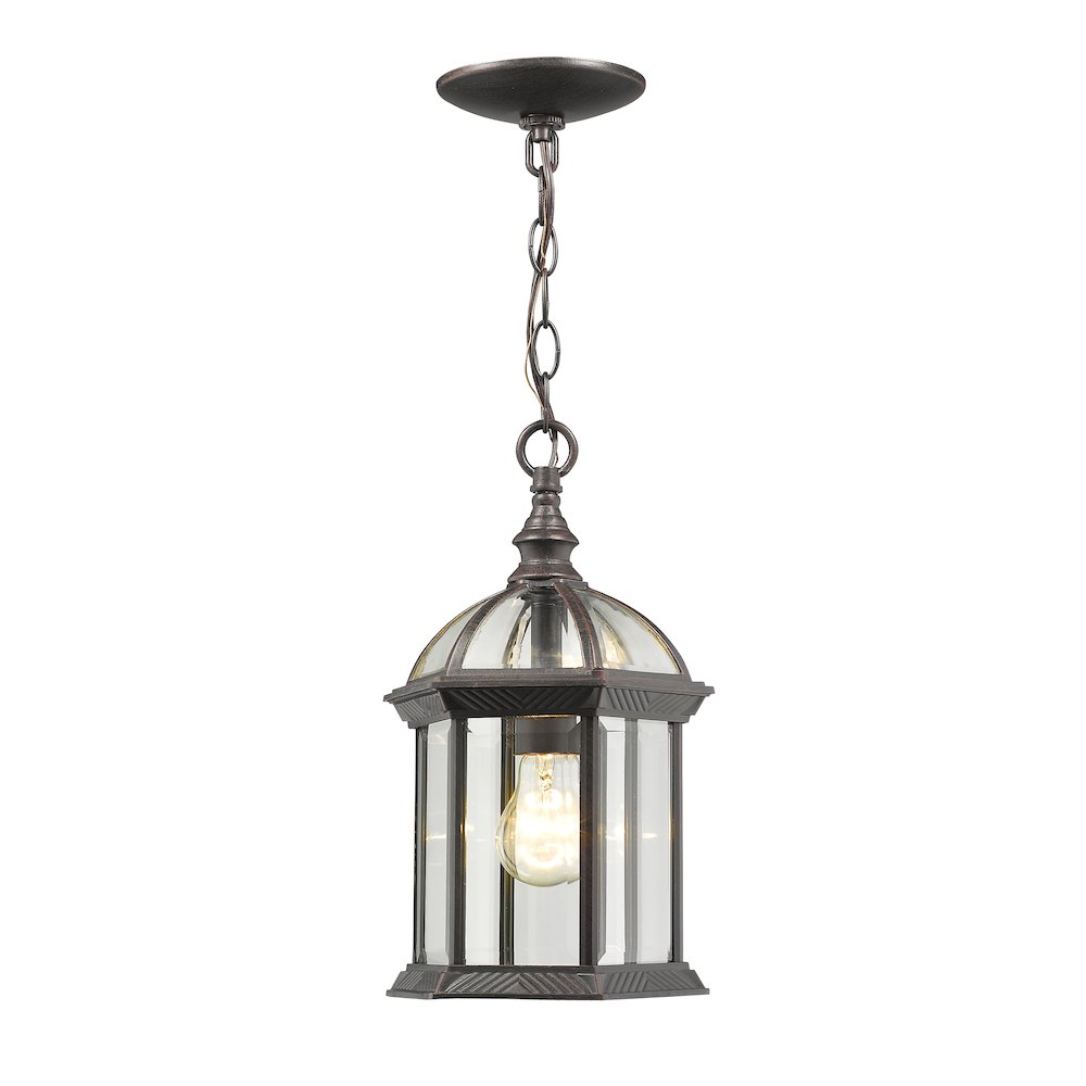 Z-Lite Annex 1 Light Outdoor Chain Mount Ceiling Fixture, Rust. Picture 3