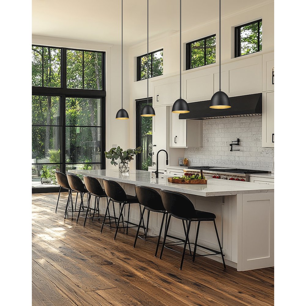Z-Lite 1 Light Pendant, Matte Black. Picture 5