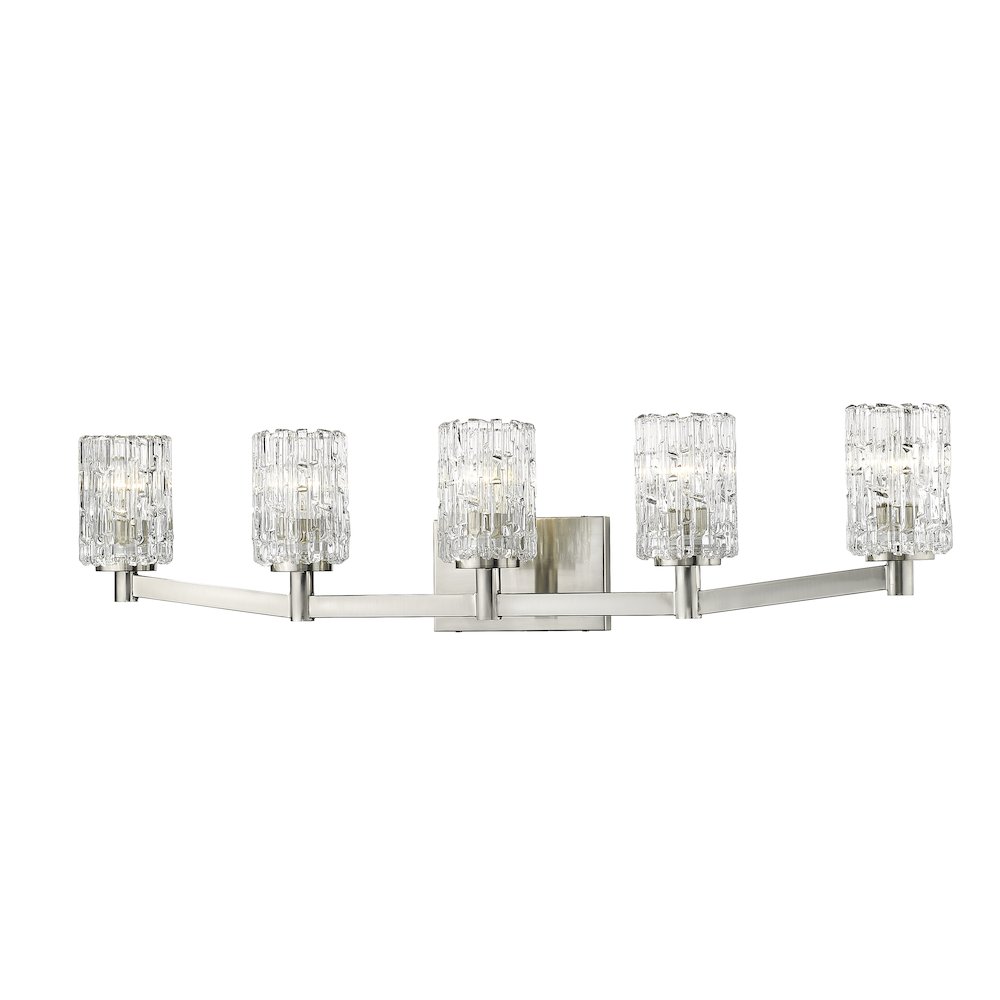 Z-Lite Aubrey 5 Light Vanity in Brushed Nickel Frame Finish. Picture 1