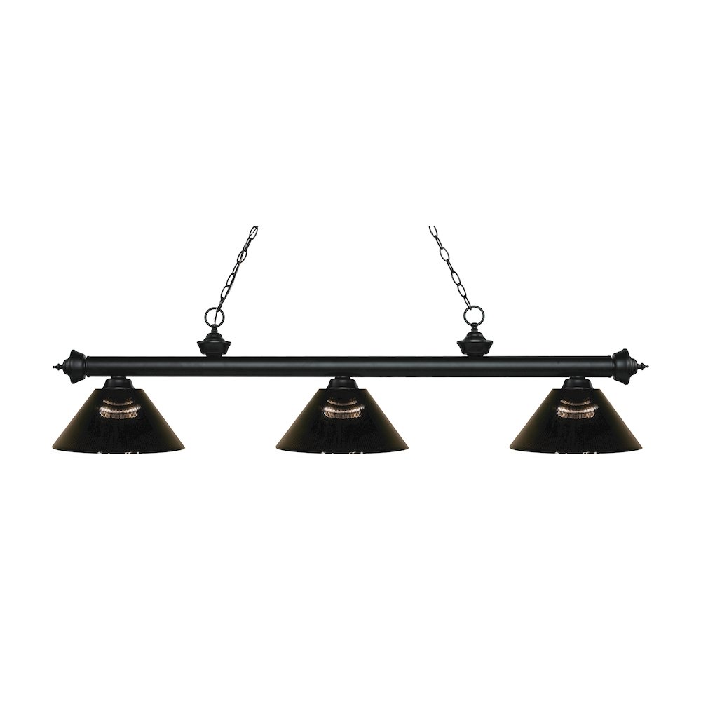 Z-Lite Riviera 3 Light Billiard, Steel Frame, Smoke Shade Color. Picture 1