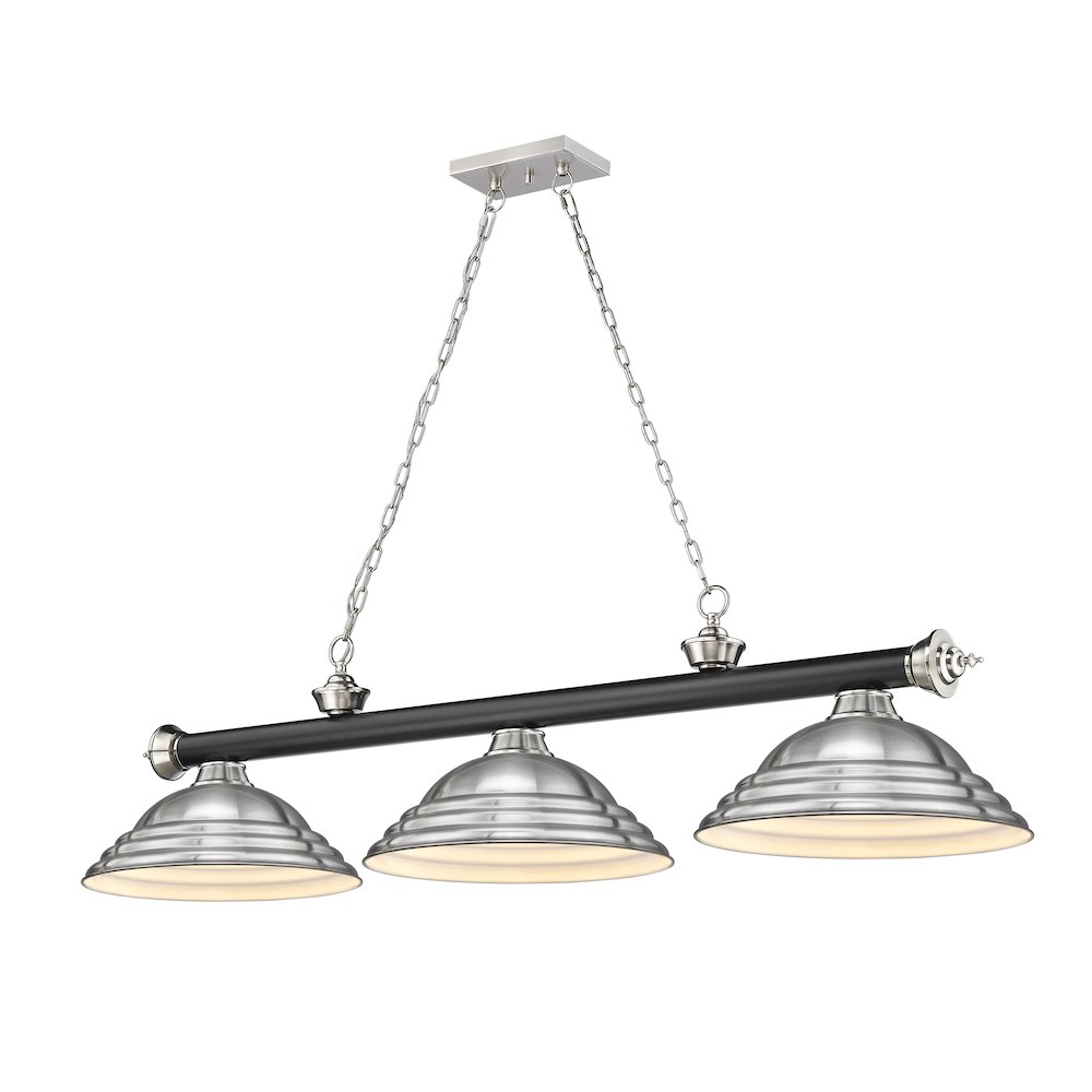 Z-Lite Cordon 3 Light Billiard, Steel Frame, Brushed Nickel Shade Color. Picture 1