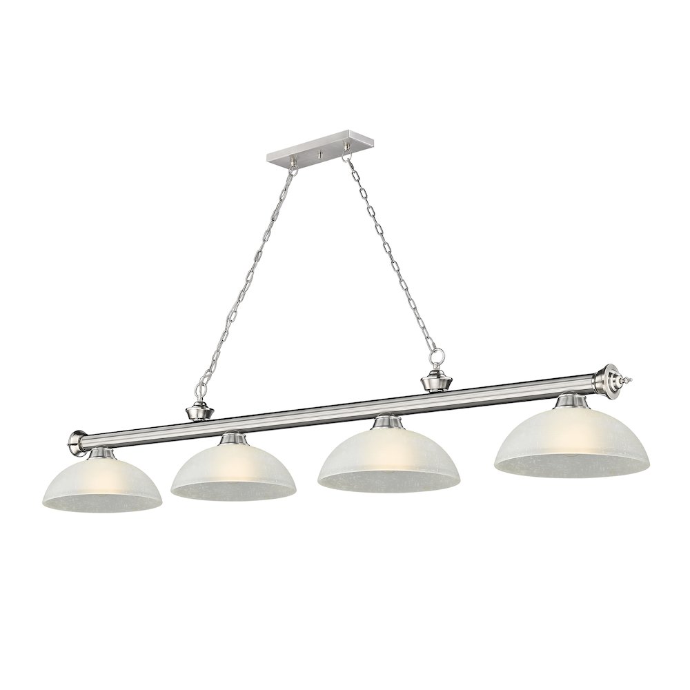 Z-Lite Cordon 4 Light Billiard, Steel Frame, White Linen Shade Color. Picture 1
