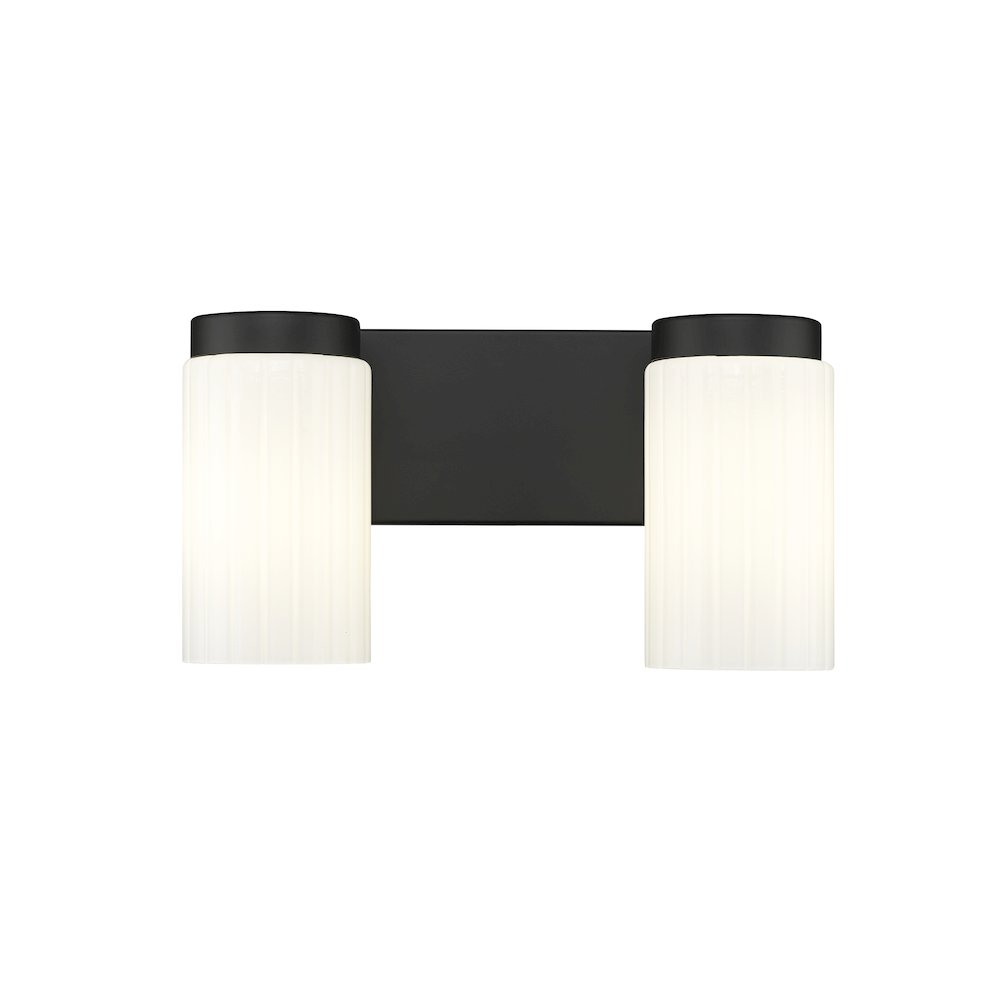 Z-Lite Burk 2 Light Vanity, Matte Black. Picture 3