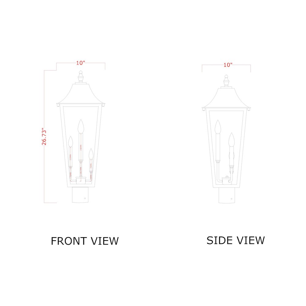 Z-Lite 3 Light Outdoor Post Mount Fixture. Picture 6