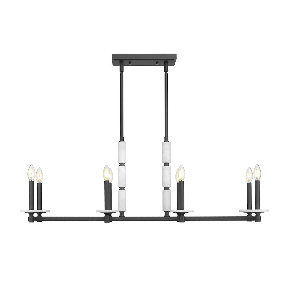 Z-Lite Kaden 8 Light Linear Chandelier in Matte Black color, Steel frame. Picture 2