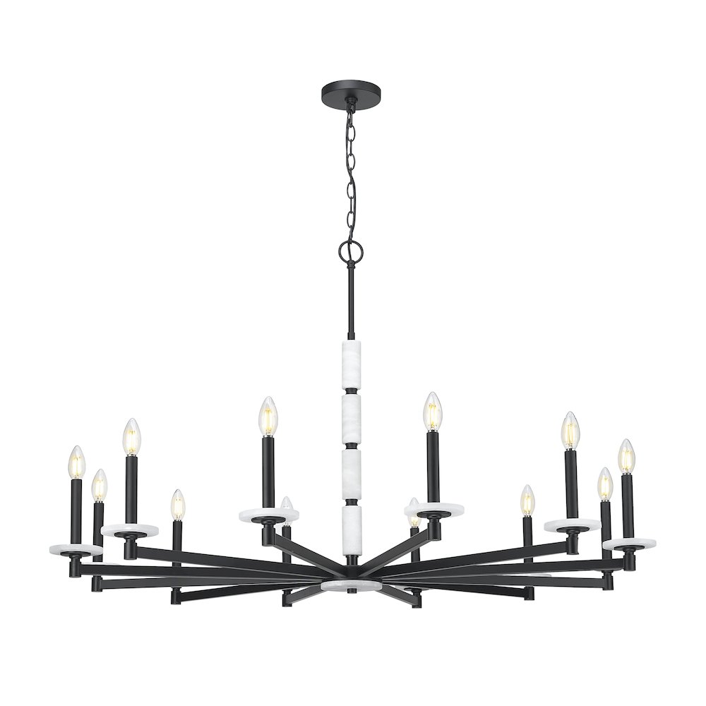 Z-Lite Kaden 12 Light Chandelier in Matte Black color, Steel frame. Picture 1
