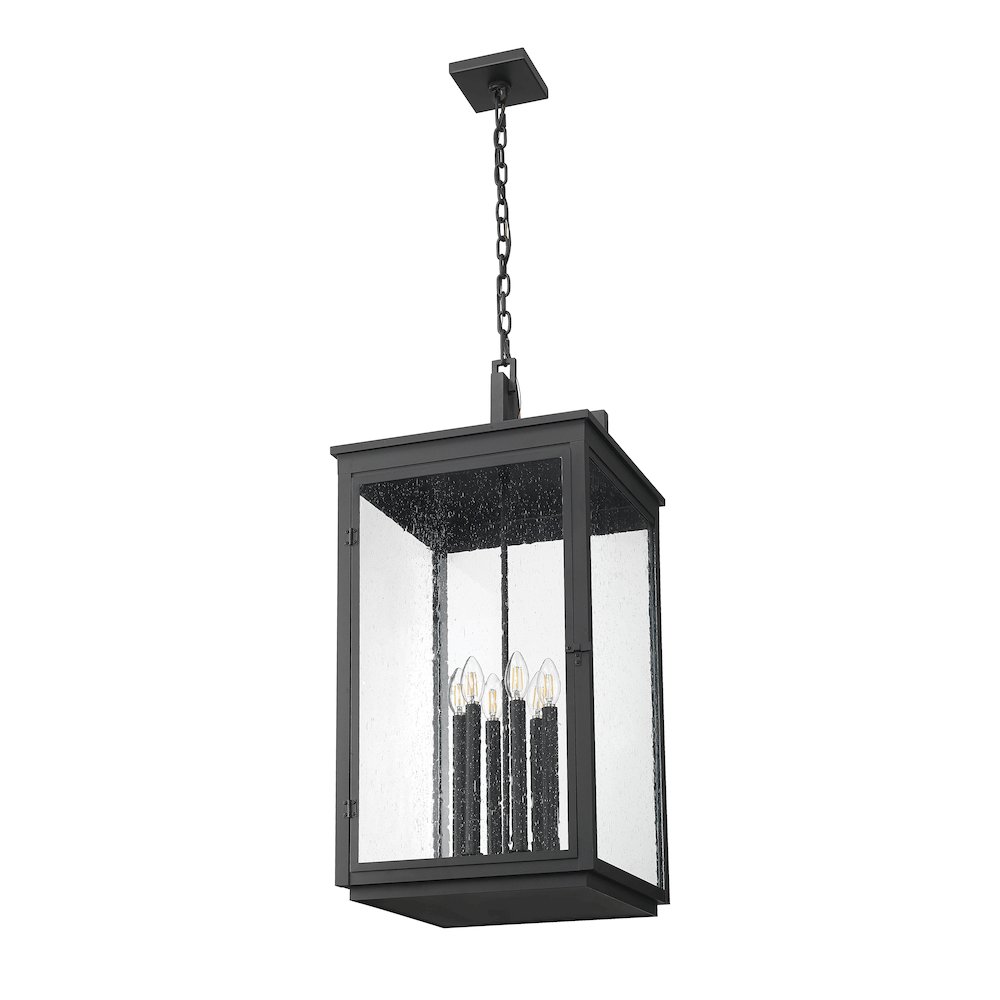 Z-Lite Hartwell 6 Light Outdoor Chain Mount Ceiling Fixture in Sand Black color. Picture 5