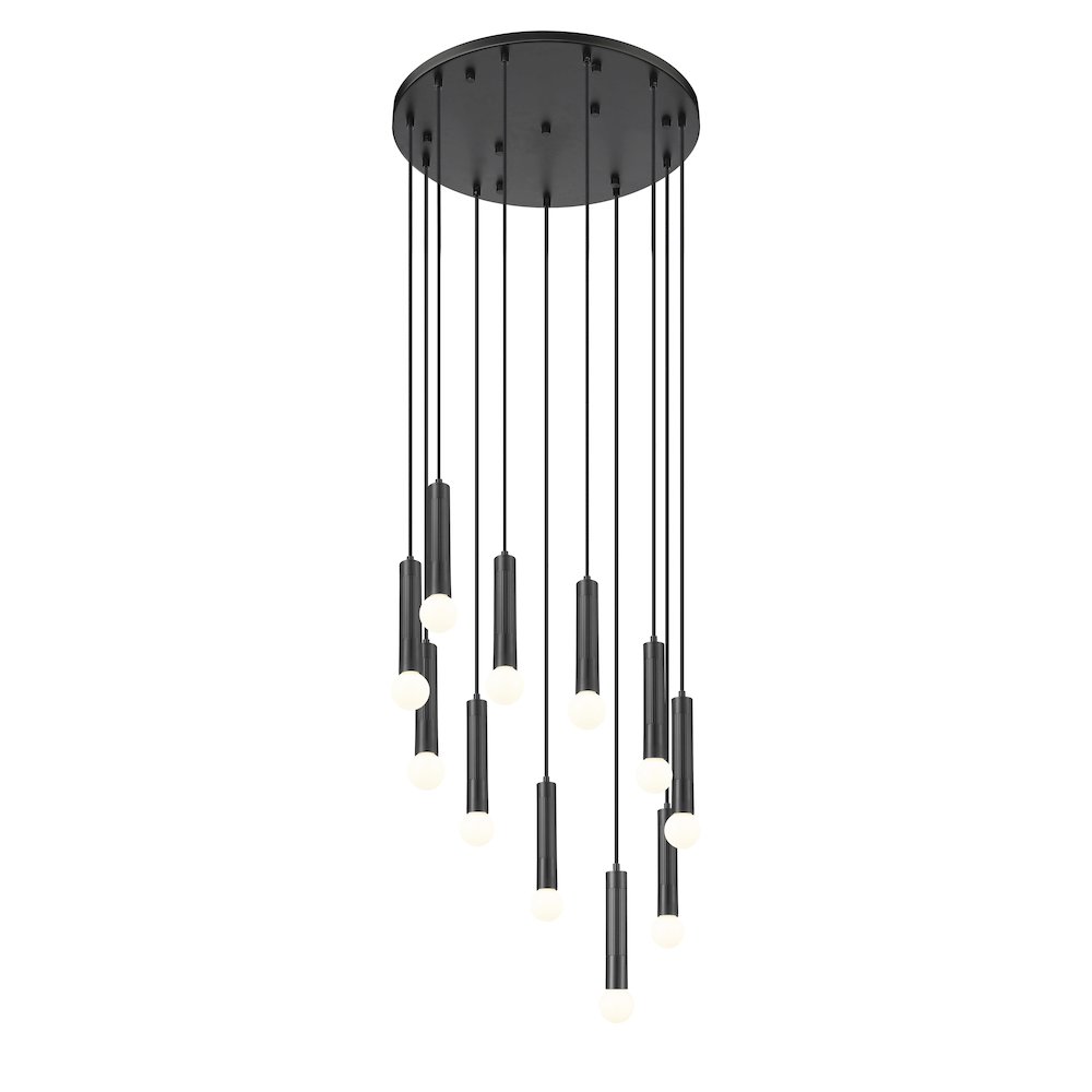 Z-Lite Stari 11 Light Chandelier in Matte Black color, Steel frame. Picture 2