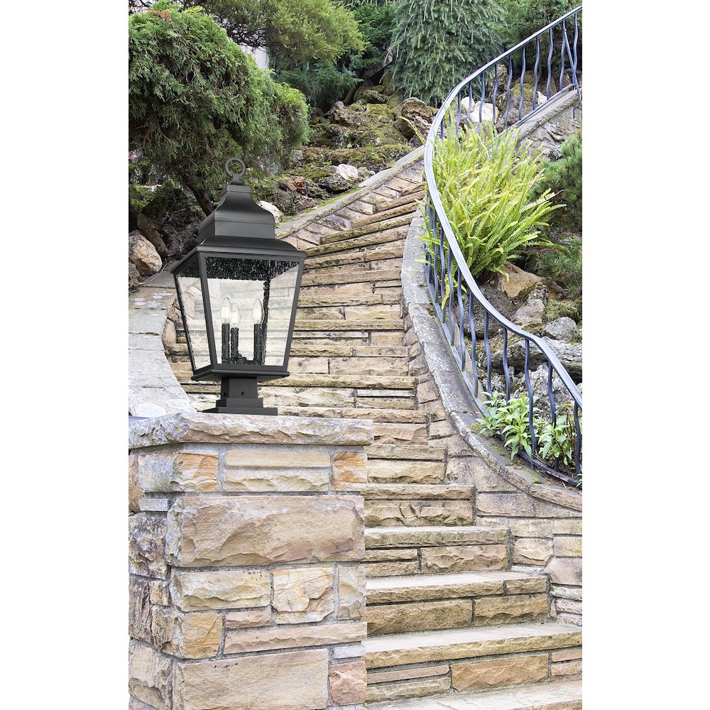 Z-Lite 3 Light Outdoor Pier Mounted Fixture, Sand Black. Picture 5