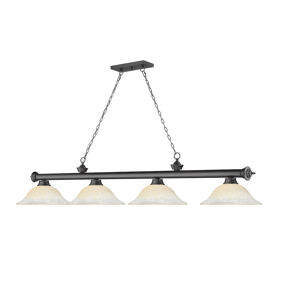 Z-Lite Cordon 4 Light Billiard, Steel Frame, White Mottle Shade Color. Picture 3