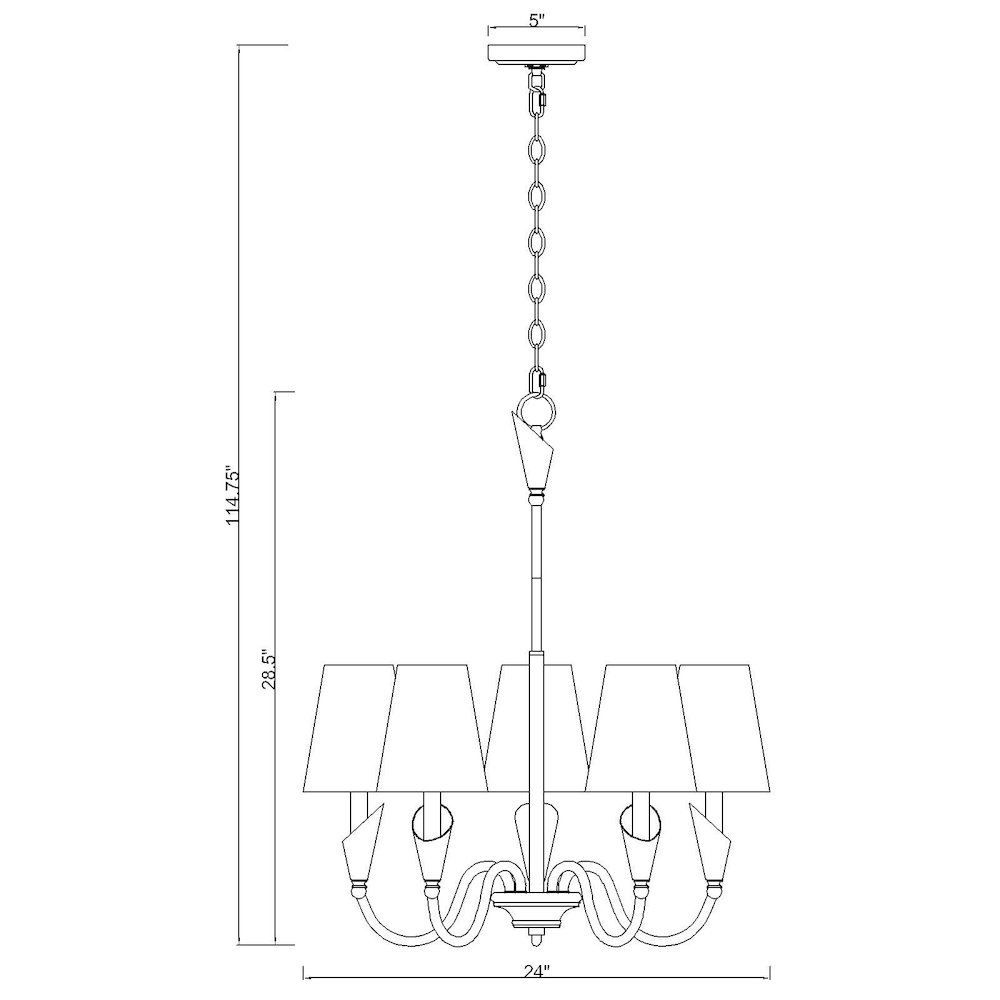 Z-Lite Claudelle 5 Light Chandelier in Matte Black + Modern Gold color. Picture 8