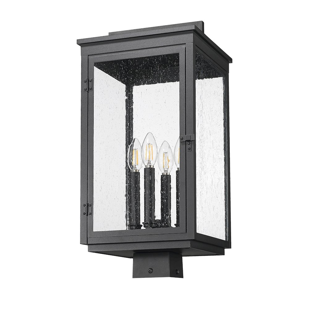 Z-Lite Hartwell 4 Light Outdoor Post Mount Fixture in Sand Black color. Picture 5