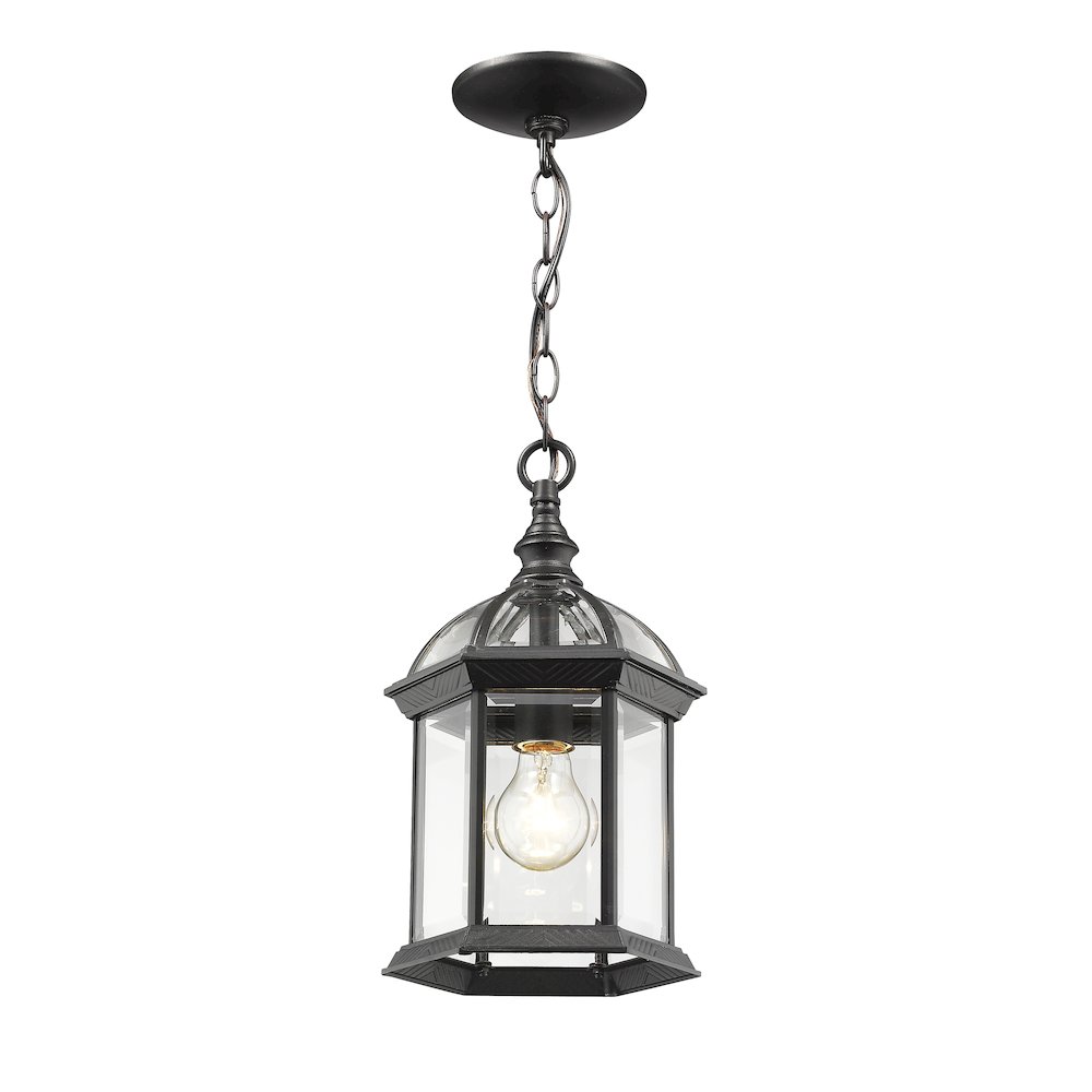 Z-Lite Annex 1 Light Outdoor Chain Mount Ceiling Fixture, Black. Picture 1