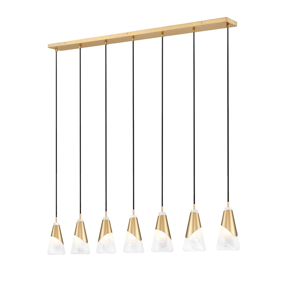 Z-Lite Aimie 7 Light Linear Chandelier, Modern Gold. Picture 1