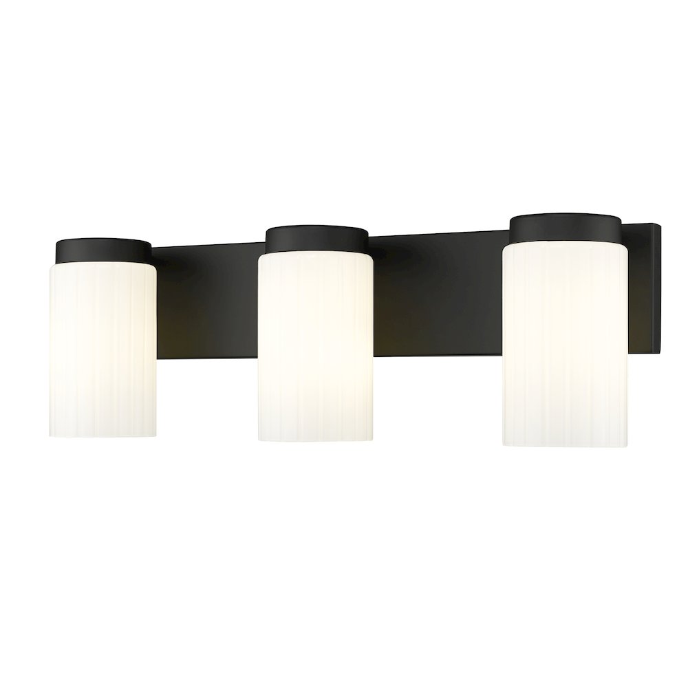 Z-Lite Burk 3 Light Vanity, Matte Black. Picture 1