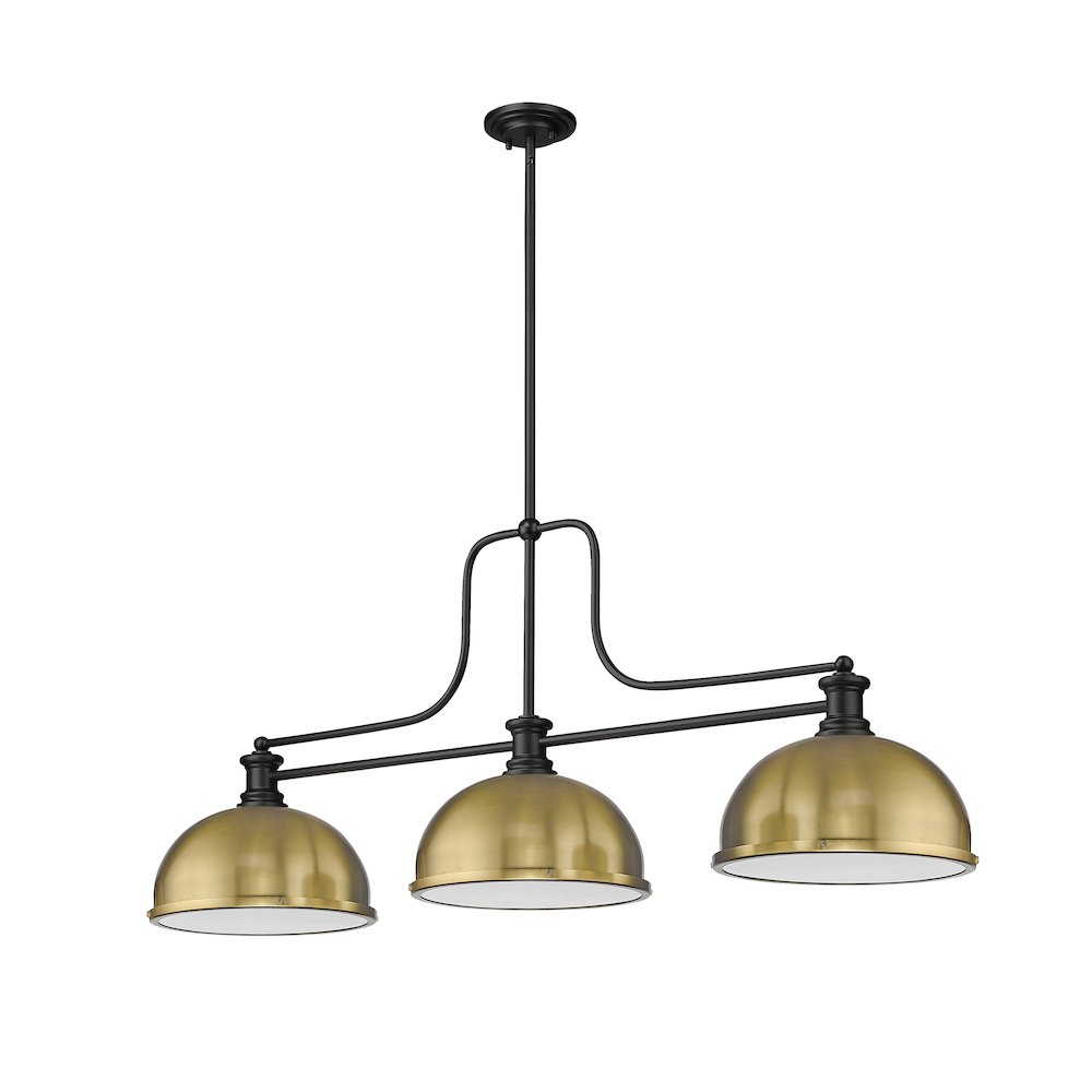 Z-Lite Melange 3 Light Billiard, Steel Frame, Heritage Brass Shade Color. Picture 5