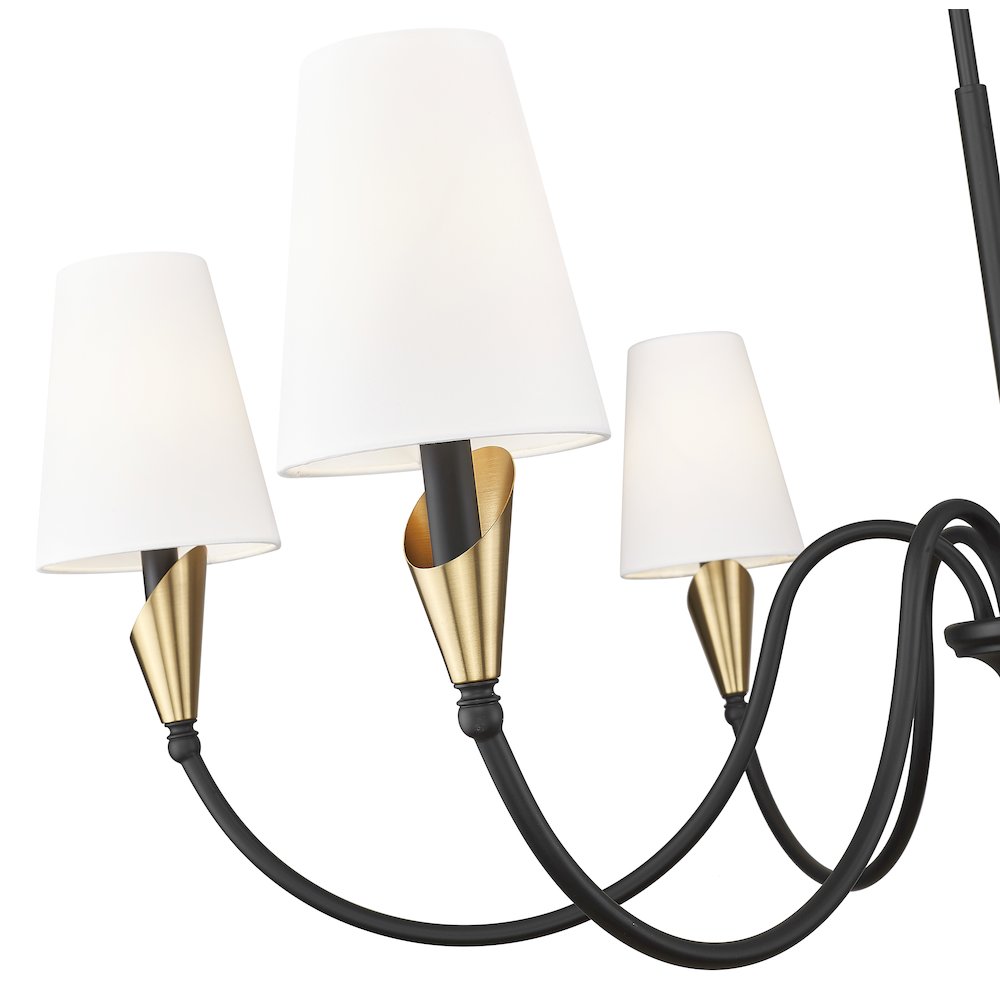 Z-Lite Claudelle 6 Light Chandelier in Matte Black + Modern Gold color. Picture 4