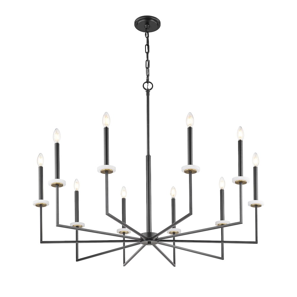 Z-Lite 10 Light Chandelier, Matte Black+Mordern Gold. Picture 2