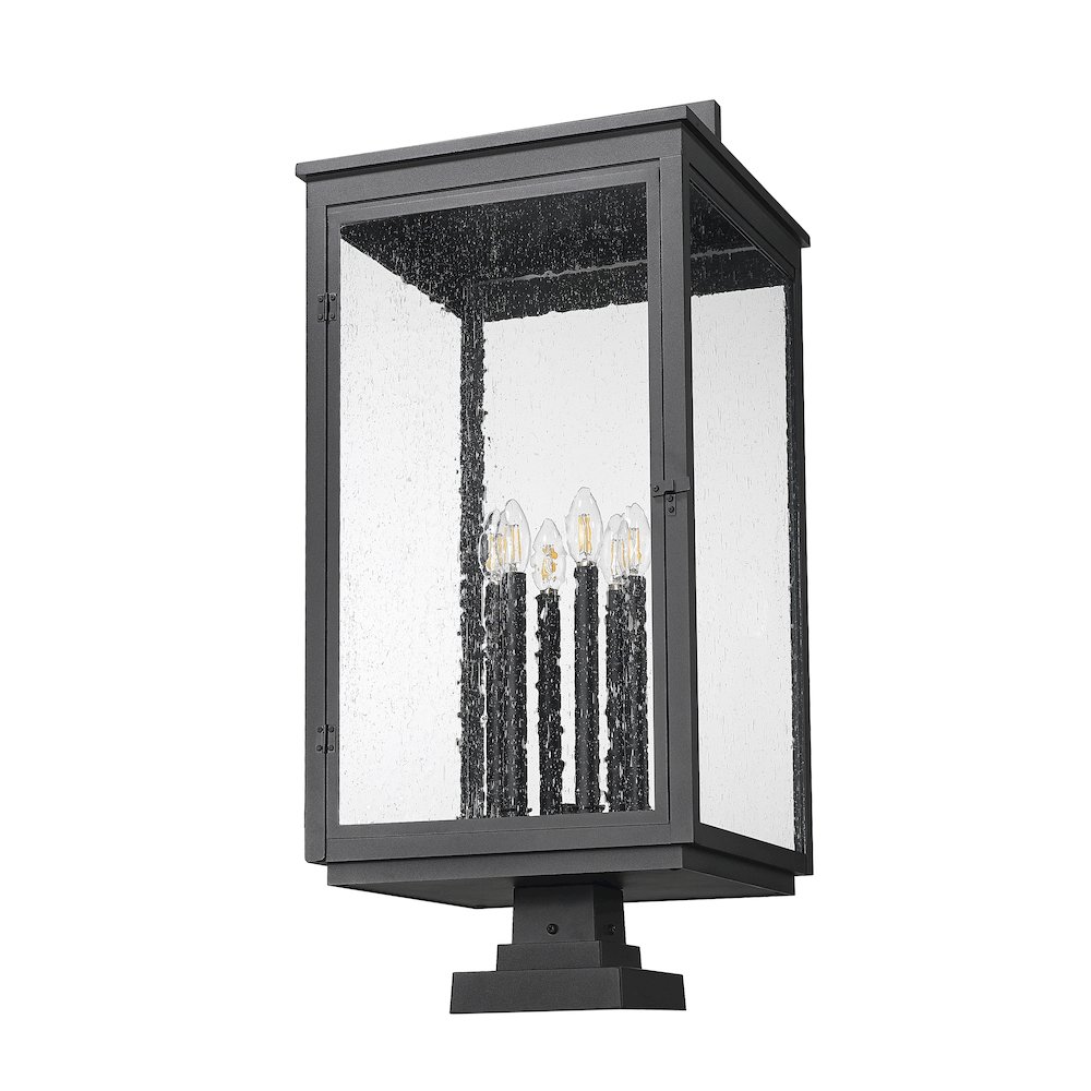 Z-Lite Hartwell 6 Light Outdoor Pier Mounted Fixture in Sand Black color. Picture 5
