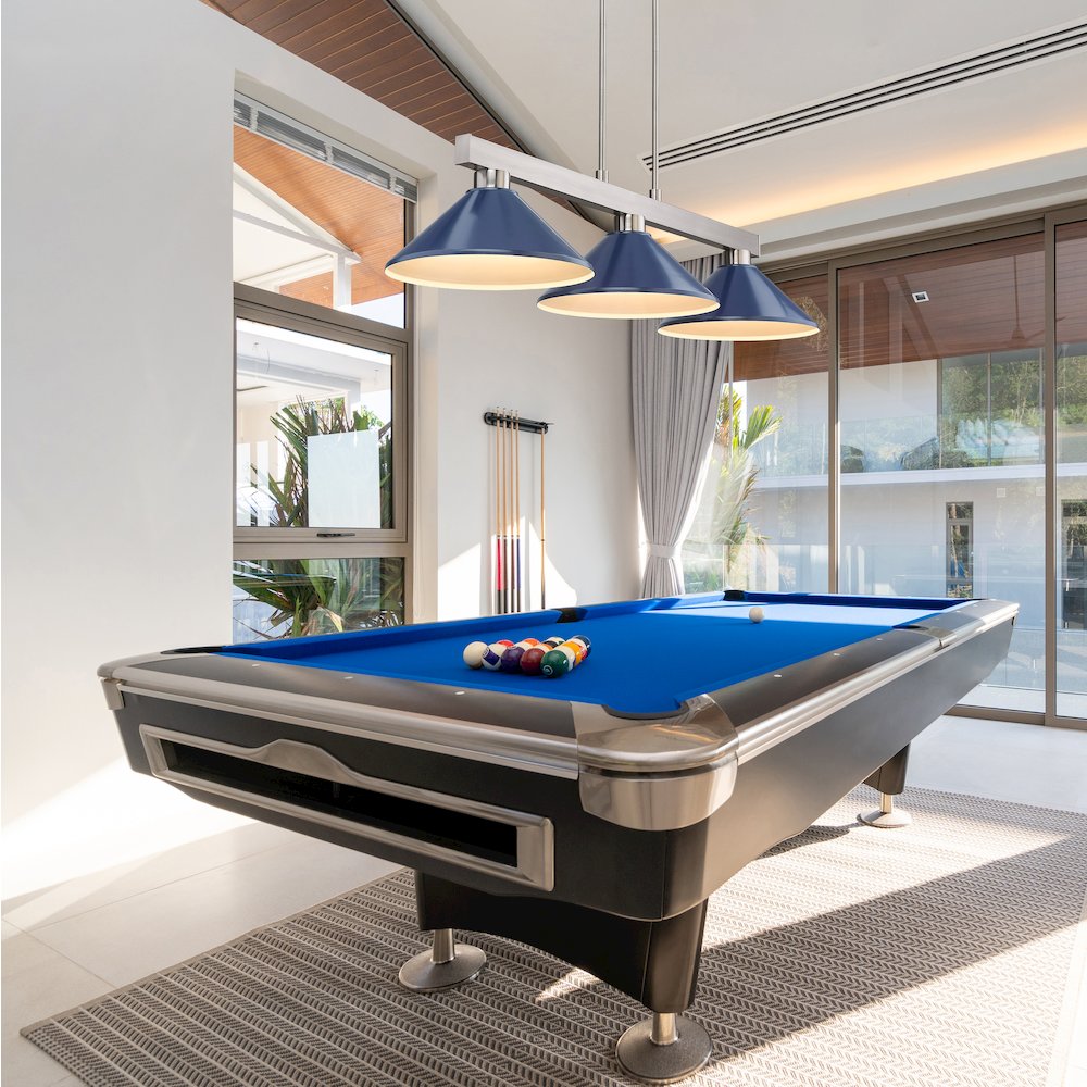 Z-Lite Cobalt 3 Light Billiard, Steel Frame, Navy Blue Shade Color. Picture 6