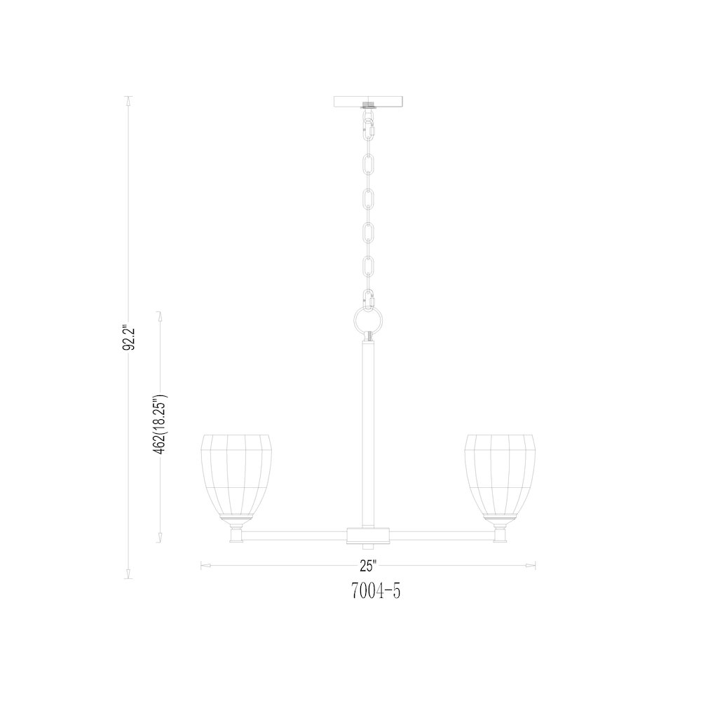 Z-Lite Oren 5 Light Chandelier in Matte Black color, Steel frame. Picture 8