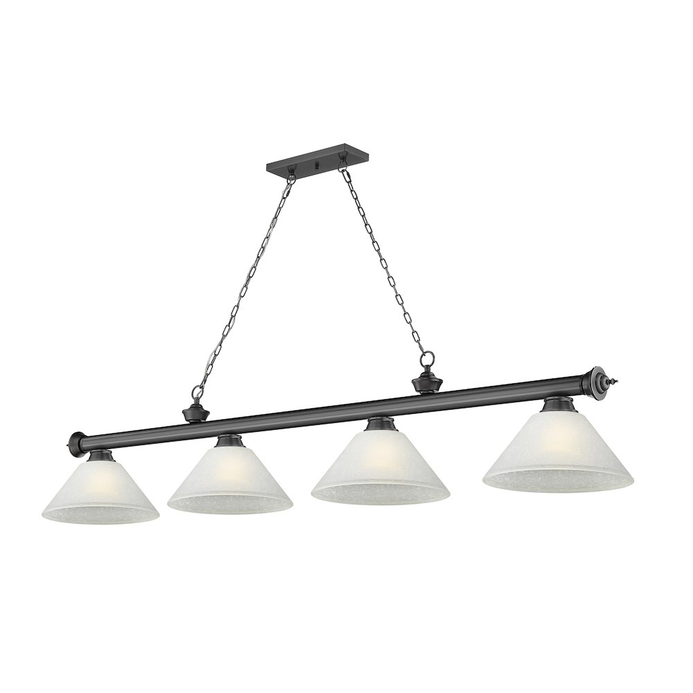 Z-Lite Cordon 4 Light Billiard, Steel Frame, White Linen Shade Color. Picture 1